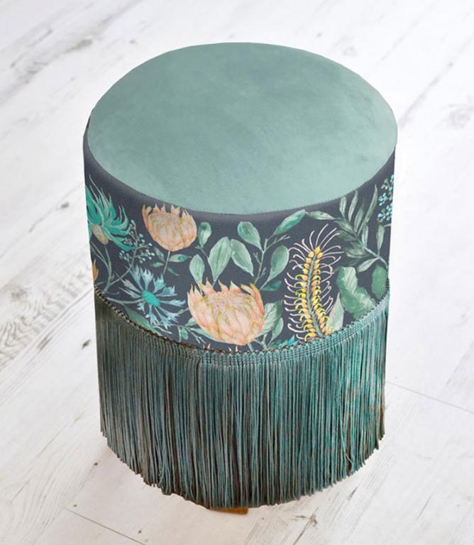 Voyage Maison Footstools / Fortazela Sapphire Fringed Monty