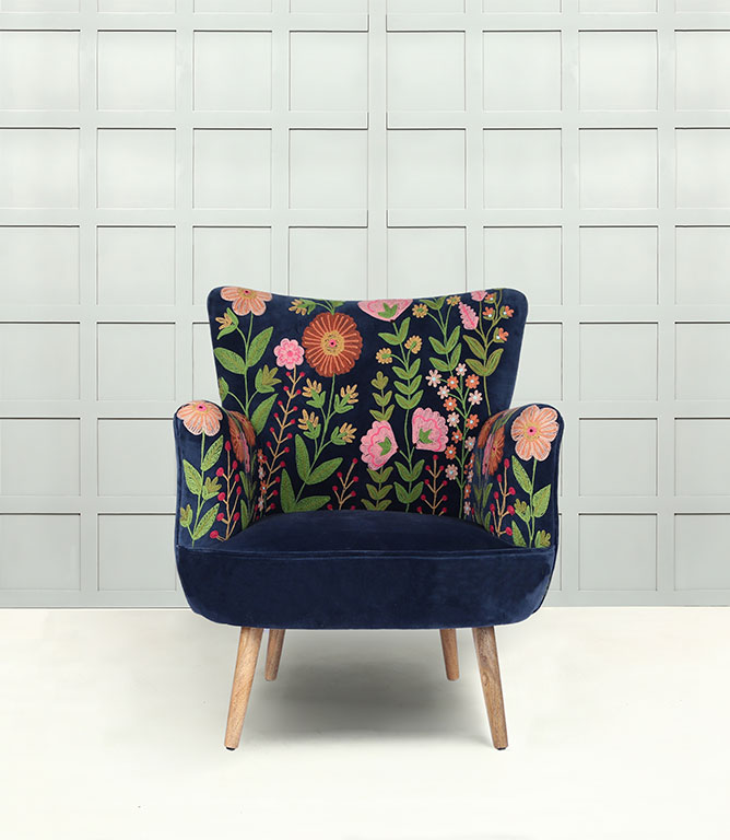 Statement Chairs  / Flora Velvet Indigo