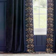 William Morris Curtains / Strawberry Thief Embroidery Indigo
