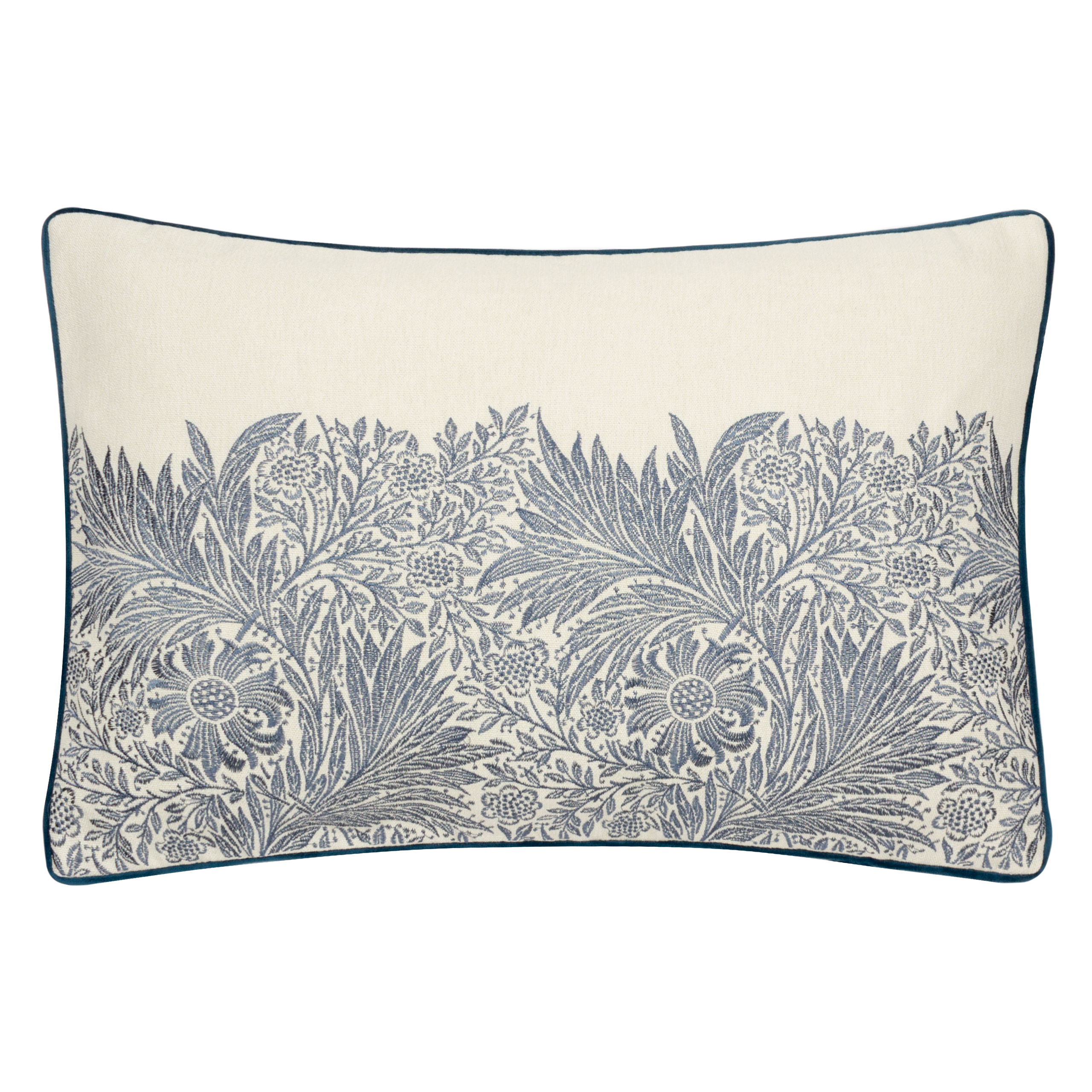 Marigold Embroidered Indigo Cushion