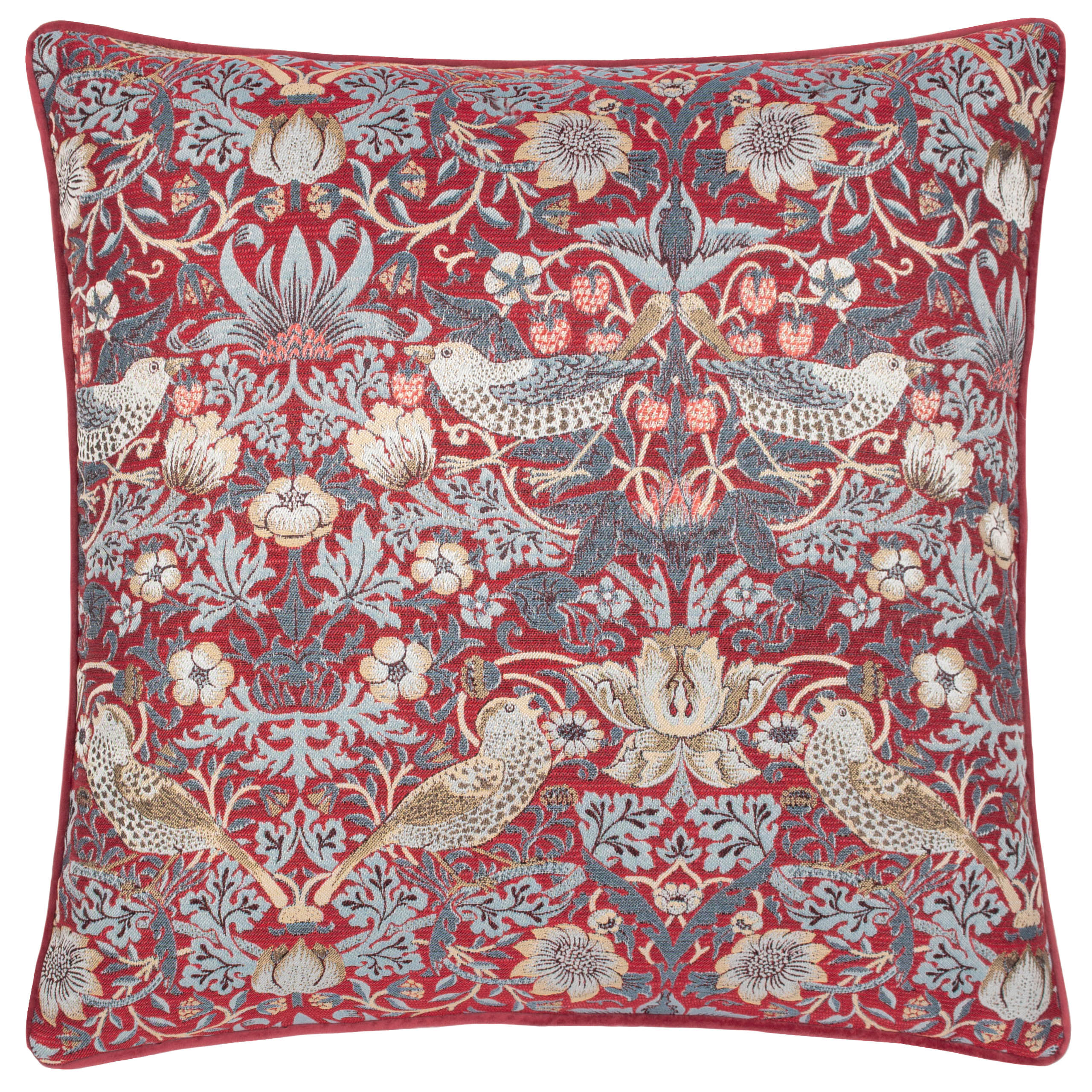 Strawberry Thief Jacquard Berry Cushion