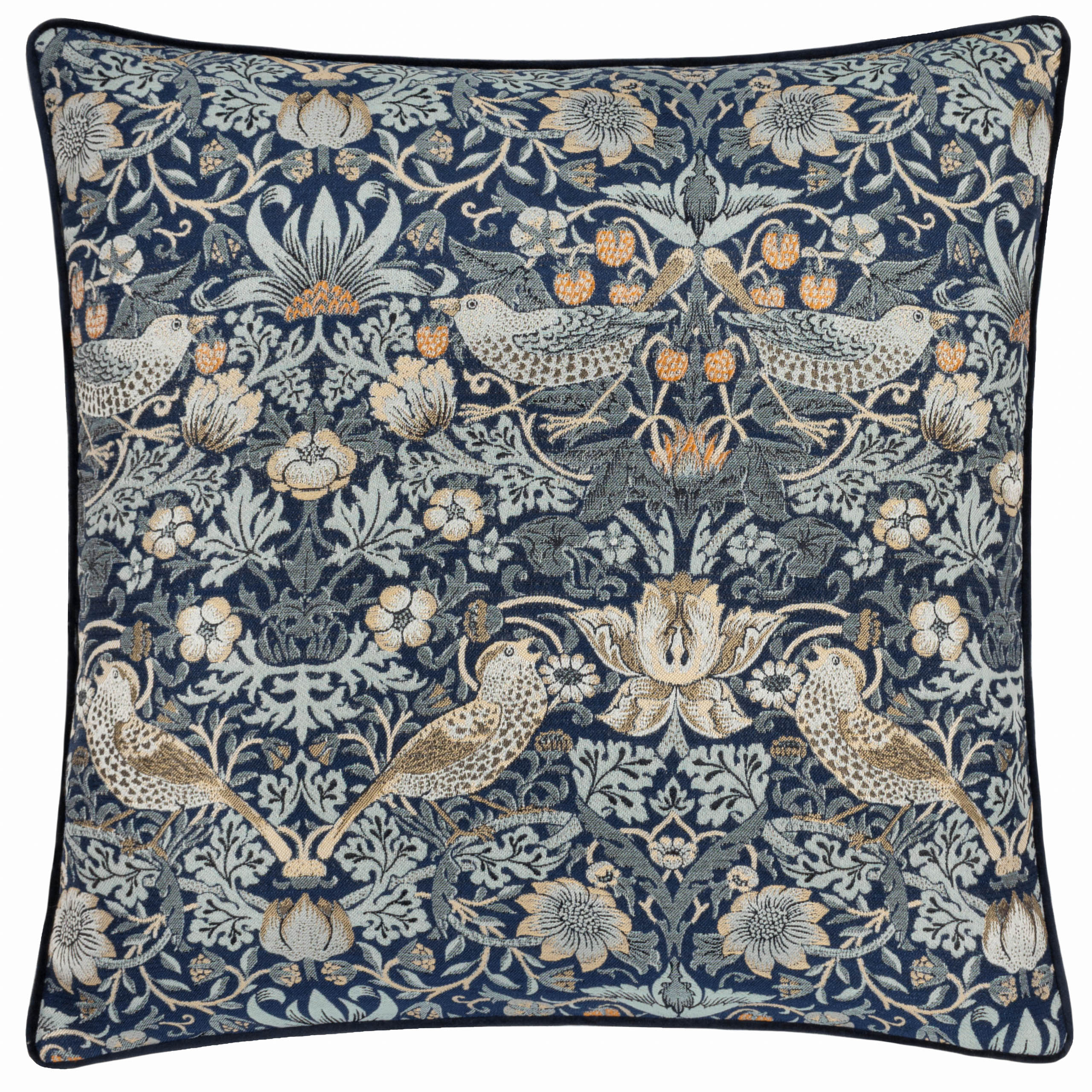 Strawberry Thief Jacquard Forest Indigo Cushion